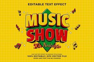 Editable text effect - Music Show 3d Traditional Cartoon template style premium vector