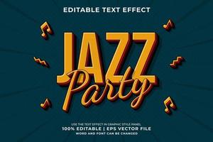 efecto de texto editable - vector premium de estilo de plantilla retro de fiesta de jazz