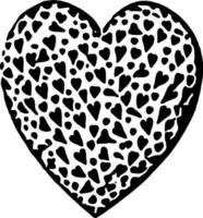 black and white of heart shape cartoon vector