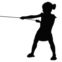 silhouetten van kind Trekken touw geïsoleerd Aan transparant achtergrond - PNG formaat