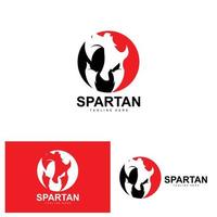 logo espartano, vector de traje de casco de guerra, icono de armadura bárbara, vikingo, diseño de gimnasio, fitness