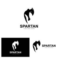 logo espartano, vector de traje de casco de guerra, icono de armadura bárbara, vikingo, diseño de gimnasio, fitness