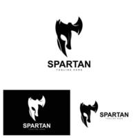 logo espartano, vector de traje de casco de guerra, icono de armadura bárbara, vikingo, diseño de gimnasio, fitness