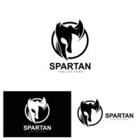 logo espartano, vector de traje de casco de guerra, icono de armadura bárbara, vikingo, diseño de gimnasio, fitness