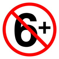 Age Ratting Sign Not Suitable for Children under 6 on Transparent Background png