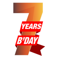 7e anniversaire et logo d'anniversaire sur fond transparent png