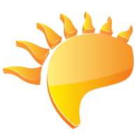 Símbolo de sol abstracto 3d sobre fondo transparente png
