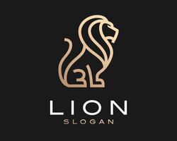 león leo mane vida silvestre depredador animal línea arte lineal oro lujo dorado elegante vector logotipo diseño