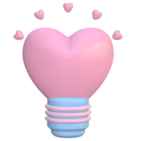 3d rendering bulb with heart png