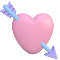 3d Heart arrowed with a wooden cupids arrow png