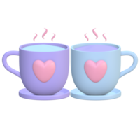 3d quelques tasses d'amour avec une boisson chaude png