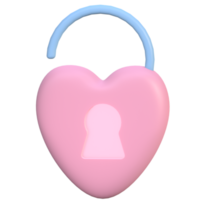 3d red heart shaped padlock png