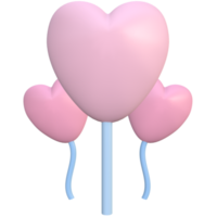 3d hot air balloon with red heart png