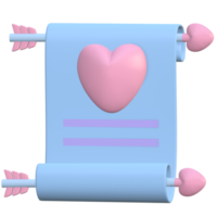 3D-Liebesbrief mit rotem Herzpfeil png