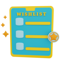 3d rendering wishlist shopping png