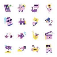 Collection of Fun Flat Stickers vector