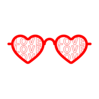 Happy Valentines Day card, red line heart shaped sunglasses png