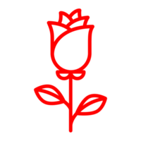 Fröhliche Valentinstagskarte, rote Rosenblume, einfache Liniensymbol png