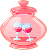 glas pot sticker met wijn bril. liefde vakantie Valentijnsdag dag. png