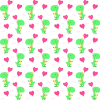 Background with dinosaurs and heart balloons. png