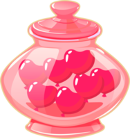 Sticker of a glass pink jar with hearts.Holiday love Valentine's day. png
