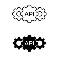 icono de vector de API. signo de ilustración de integración de software. símbolo de la aplicación. logotipo de la nube. signo o logotipo de desarrollo.