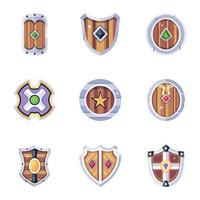 Bundle of Armor Shields Flat Icons vector