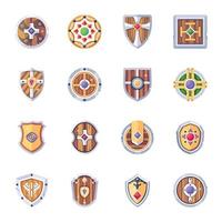 Set of Old Shields Flat Icons vector