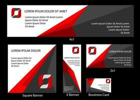 Red Black White company banner backdrop advertisement corporate set or pack vector