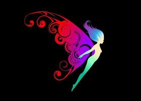 Beautiful Abstract and colorful fairy butterfly magical silhouette wallpaper background painting vector