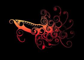 Beautiful Abstract Super Red Arowana Fish or Dragon Fish Silhouette Wallpaper Background vector