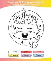 Unicorn coloring worksheet page. Coloring worksheet for preschool. Isolated outline for coloring sheet. Vector file