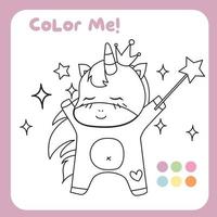 Coloring worksheet for children. Unicorn theme. Vector illustrations.