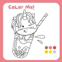 Coloring worksheet for children. Unicorn theme. Vector illustrations.