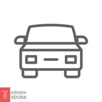 icono de primera línea de coche. símbolo de signo de estilo de esquema simple. auto, vista, deporte, carrera, concepto de transporte. ilustración vectorial aislado sobre fondo blanco. trazo editable eps 10. vector