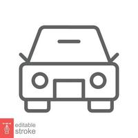 Car front line icon. Simple outline style sign symbol. Auto, view, sport, race, transport concept. Vector illustration isolated on white background. Editable stroke EPS 10.