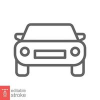 icono de primera línea de coche. símbolo de signo de estilo de esquema simple. auto, vista, deporte, carrera, concepto de transporte. ilustración vectorial aislado sobre fondo blanco. trazo editable eps 10. vector