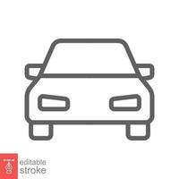 icono de primera línea de coche. símbolo de signo de estilo de esquema simple. auto, vista, deporte, carrera, concepto de transporte. ilustración vectorial aislado sobre fondo blanco. trazo editable eps 10. vector