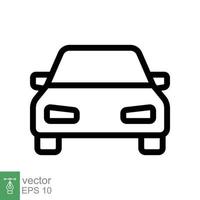 icono de primera línea de coche. símbolo de signo de estilo de esquema simple. auto, vista, deporte, carrera, concepto de transporte. ilustración vectorial aislado sobre fondo blanco. eps 10. vector