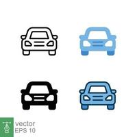 icono frontal del coche en un estilo diferente. iconos vectoriales de vista frontal de camión de color y color negro diseñados en contorno relleno, línea, glifo y estilo sólido. ilustración vectorial aislado sobre fondo blanco. eps 10 vector