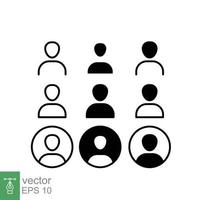 Set of user and avatar line and glyph icon. Simple outline and solid style. Human, login, person, man, people, neutral, single, head concept for web design. Vector illustration isolated. EPS 10.