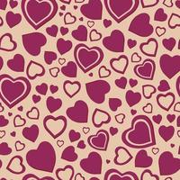 Vector seamless pattern with magenta hearts on biege. Can be used for paper or textile print, background, wallpaper, social media templates, gift wrapping, cards, invitations, etc.