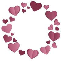 ilustración vectorial cuadrada. marco redondo de corazones de color rosa pastel en blanco. adecuado para postales, invitaciones o plantillas de redes sociales. vector