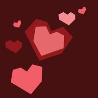 Square minimalistic vector illustration with geometric hearts on dark red. Suitable for social media templates, invitations, Valentine's day cards, tags, prints