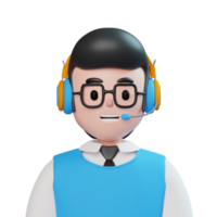 portrait de service d'appel client masculin 3d png