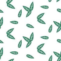 Seamless background with green leaves on white. wrapping paper. pattern vector