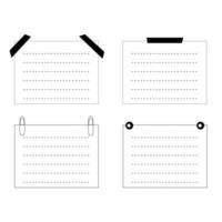 pegatinas de oficina blancas notas de boceto con diferentes archivos adjuntos vector