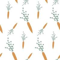 Seamless background with carrots on white. Vegetables for wrapping paper. pattern vector