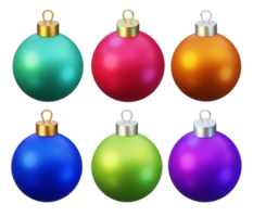 3D render realistic colourful christmas bauble ball ornament collection set png