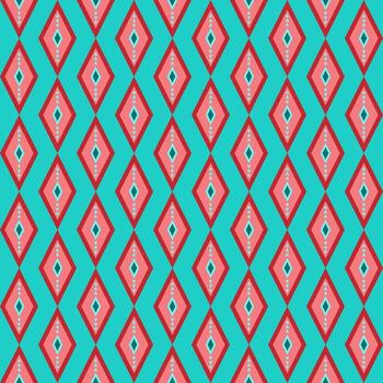 seamless vector pattern of red rhombuses on a turquoise background.